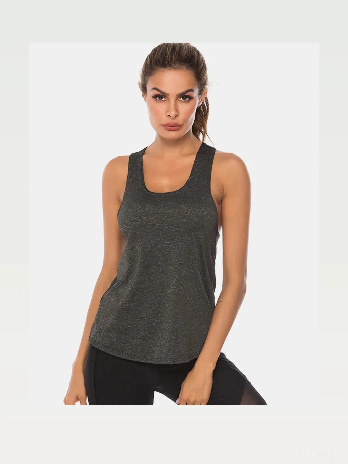 Scoop Neck Wide Strap Active Tank — styled showcase — Livostyle