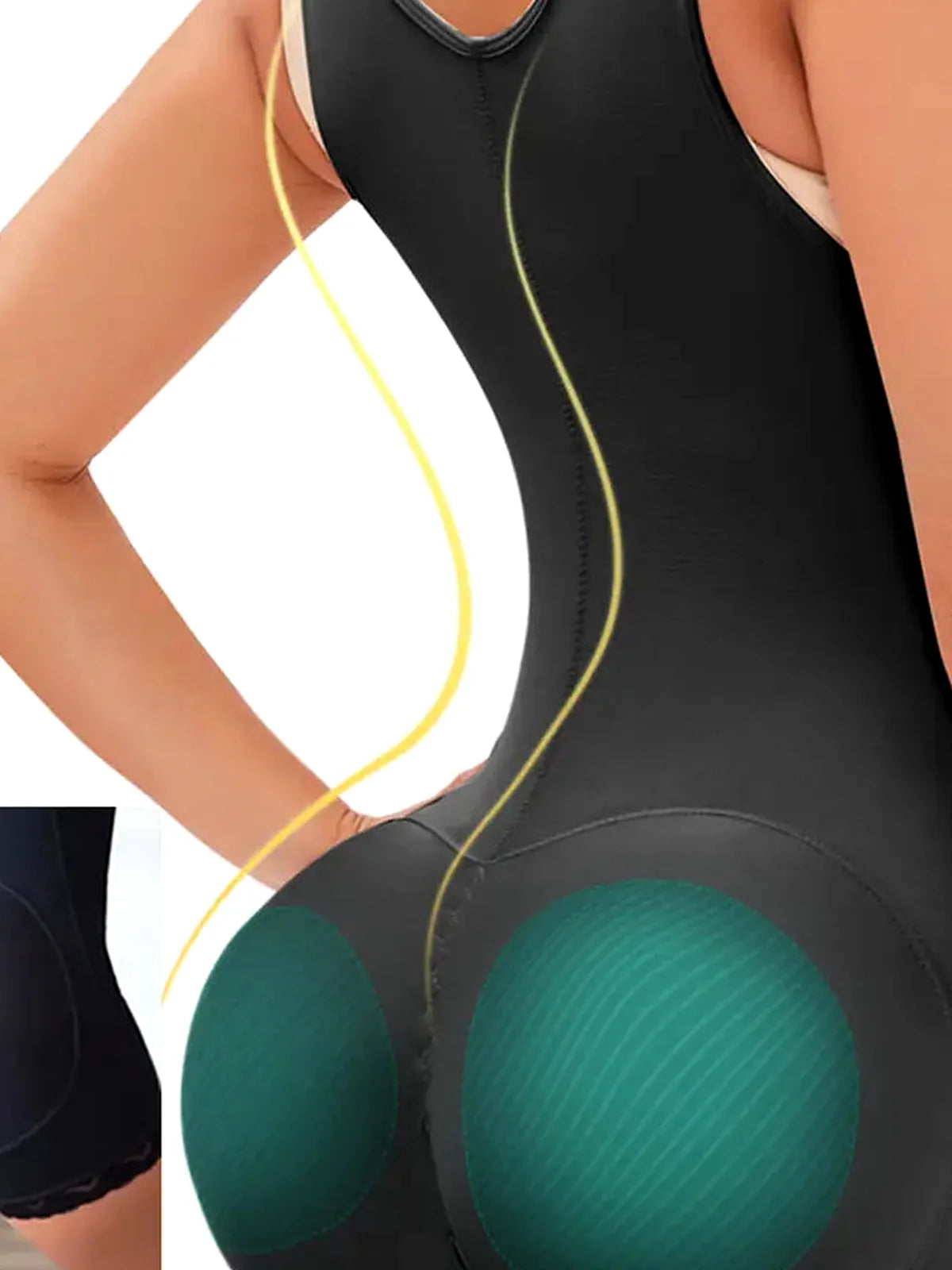 Side Zip Up Wide Strap Shapewear — detail view — Livostyle