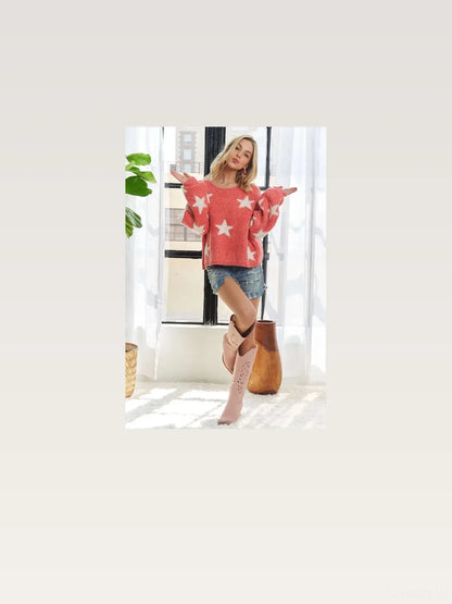 Star-Patterned Round Neck Sweater: Stylish & Comfortable — styled showcase — Livostyle