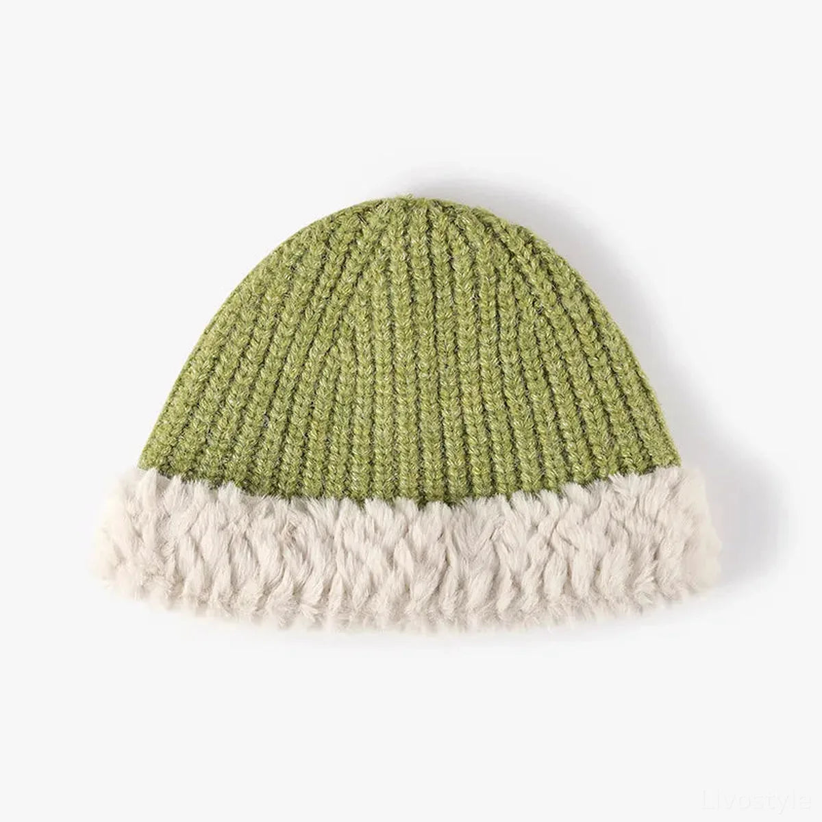 Fuzzy Hem Knit Hat — square view — Livostyle