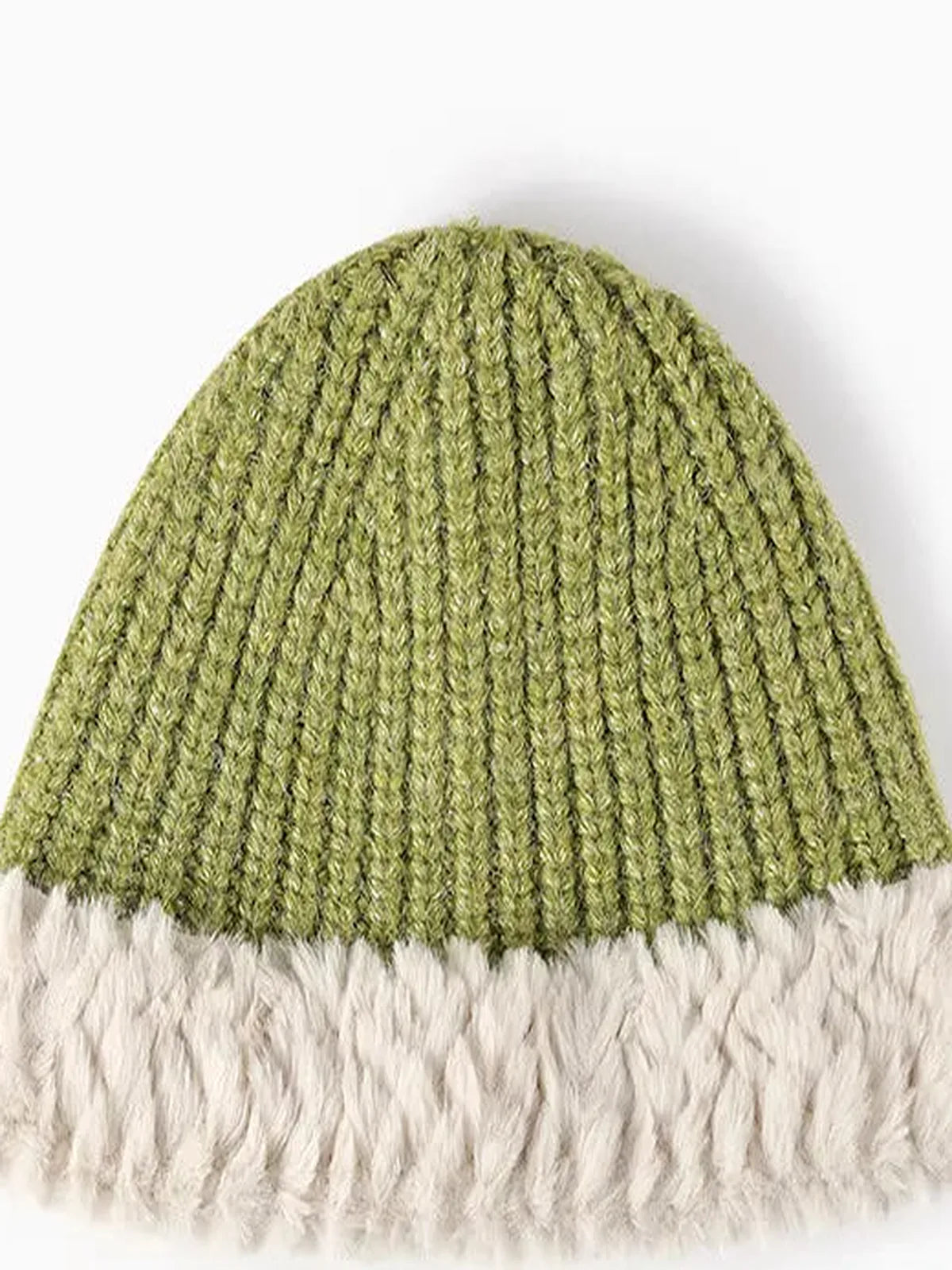 Fuzzy Hem Knit Hat — detail view — Livostyle