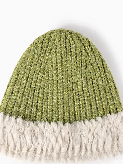 Fuzzy Hem Knit Hat — detail view — Livostyle