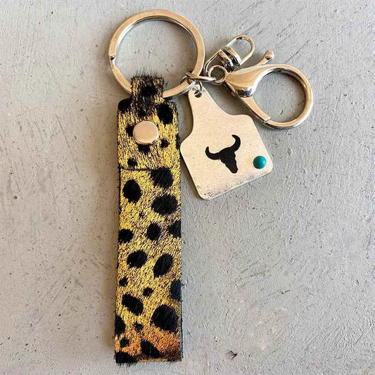 Genuine Leather Alloy Keychain — square view — Livostyle