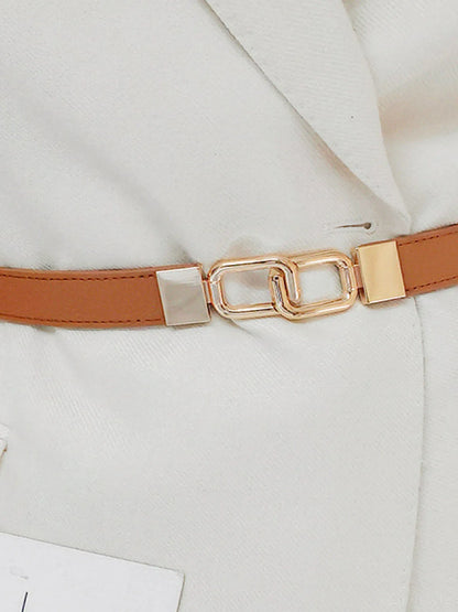 Geometric Double Buckle Elastic Belt — detail view — Livostyle