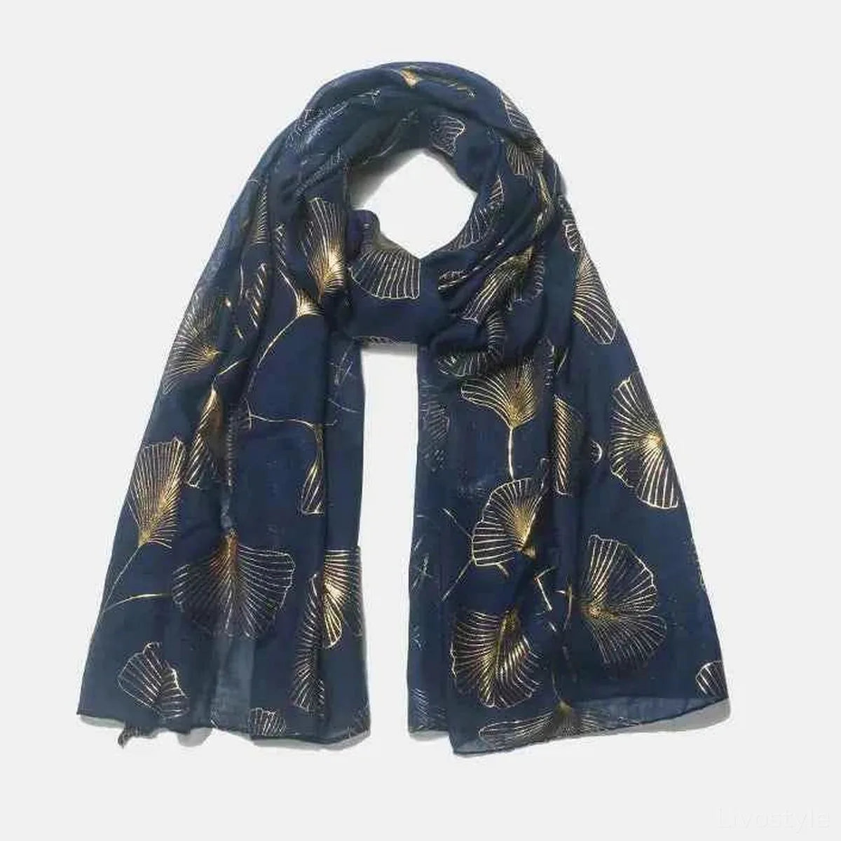Ginkgo Leaf Polyester Scarf — square view — Livostyle
