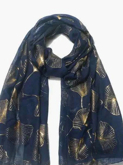 Ginkgo Leaf Polyester Scarf — detail view — Livostyle