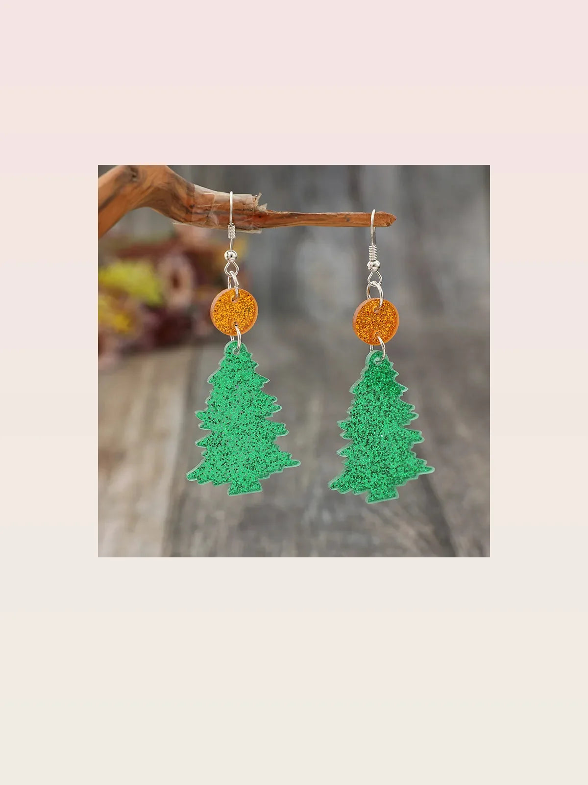 Glitter Acrylic Tree Shape Earrings — styled showcase — Livostyle