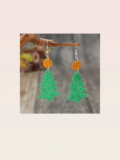 Glitter Acrylic Tree Shape Earrings — styled showcase — Livostyle
