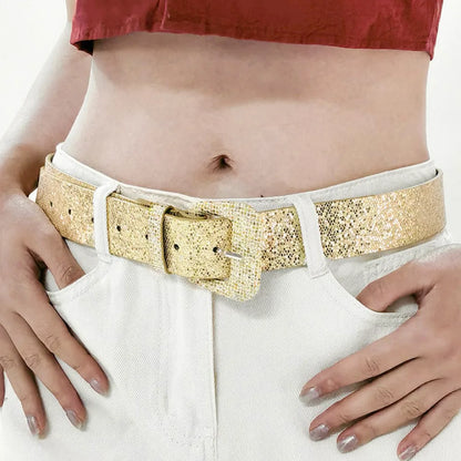 Glitter PU Leather Belt — square view — Livostyle