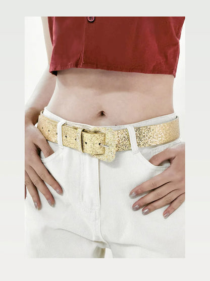 Glitter PU Leather Belt — styled showcase — Livostyle
