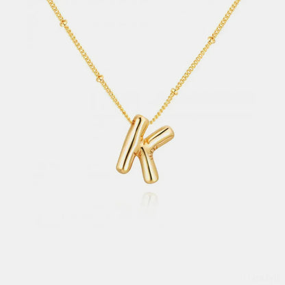 Gold-Plated Bubble Initial K Necklace — square view — Livostyle