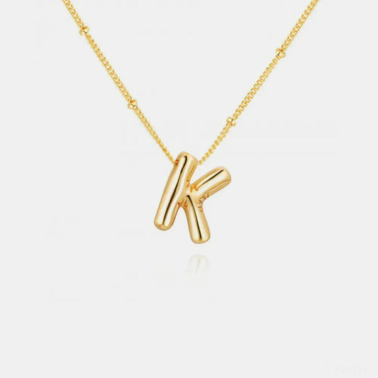 Gold-Plated Bubble Initial K Necklace — square view — Livostyle