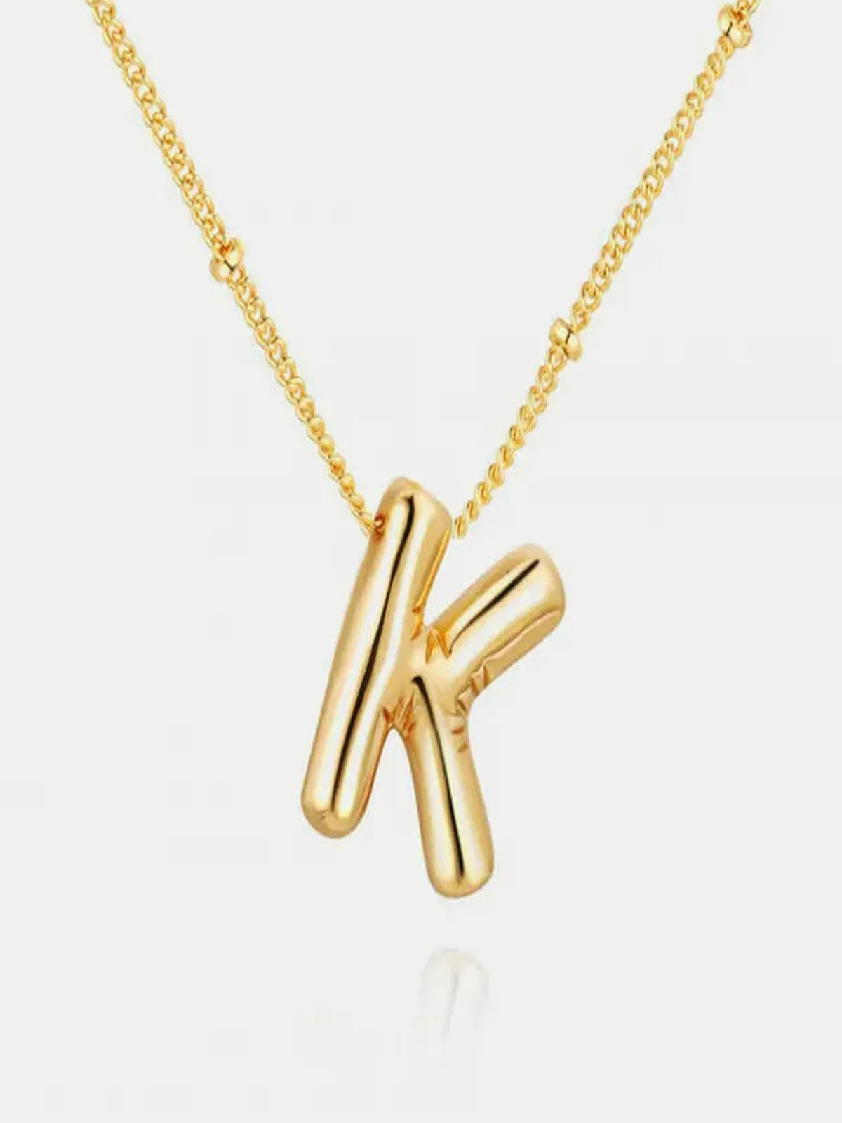 Gold-Plated Bubble Initial K Necklace — detail view — Livostyle