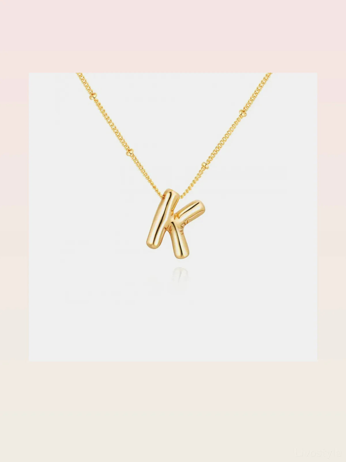 Gold-Plated Bubble Initial K Necklace — styled showcase — Livostyle