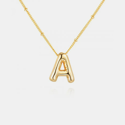 Gold-Plated Bubble Initial A Necklace — square view — Livostyle