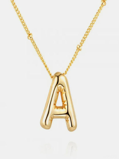 Gold-Plated Bubble Initial A Necklace — detail view — Livostyle