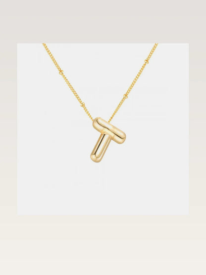 Gold-Plated Bubble Initial T Necklace — styled showcase — Livostyle
