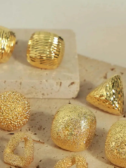 Gold-Plated Geometric Stud Earrings — detail view — Livostyle