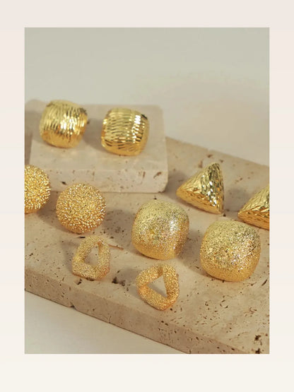 Gold-Plated Geometric Stud Earrings — styled showcase — Livostyle