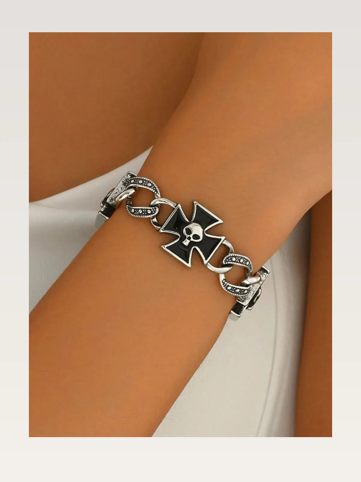 Gothic Skull Cross Chain Bracelet — styled showcase — Livostyle