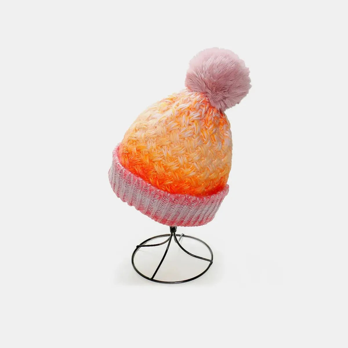 Gradient Knit Hat with Pompom — square view — Livostyle