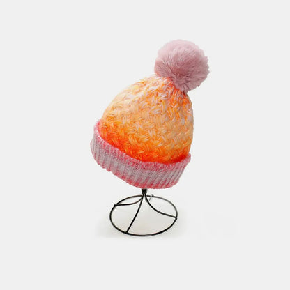 Gradient Knit Hat with Pompom — square view — Livostyle
