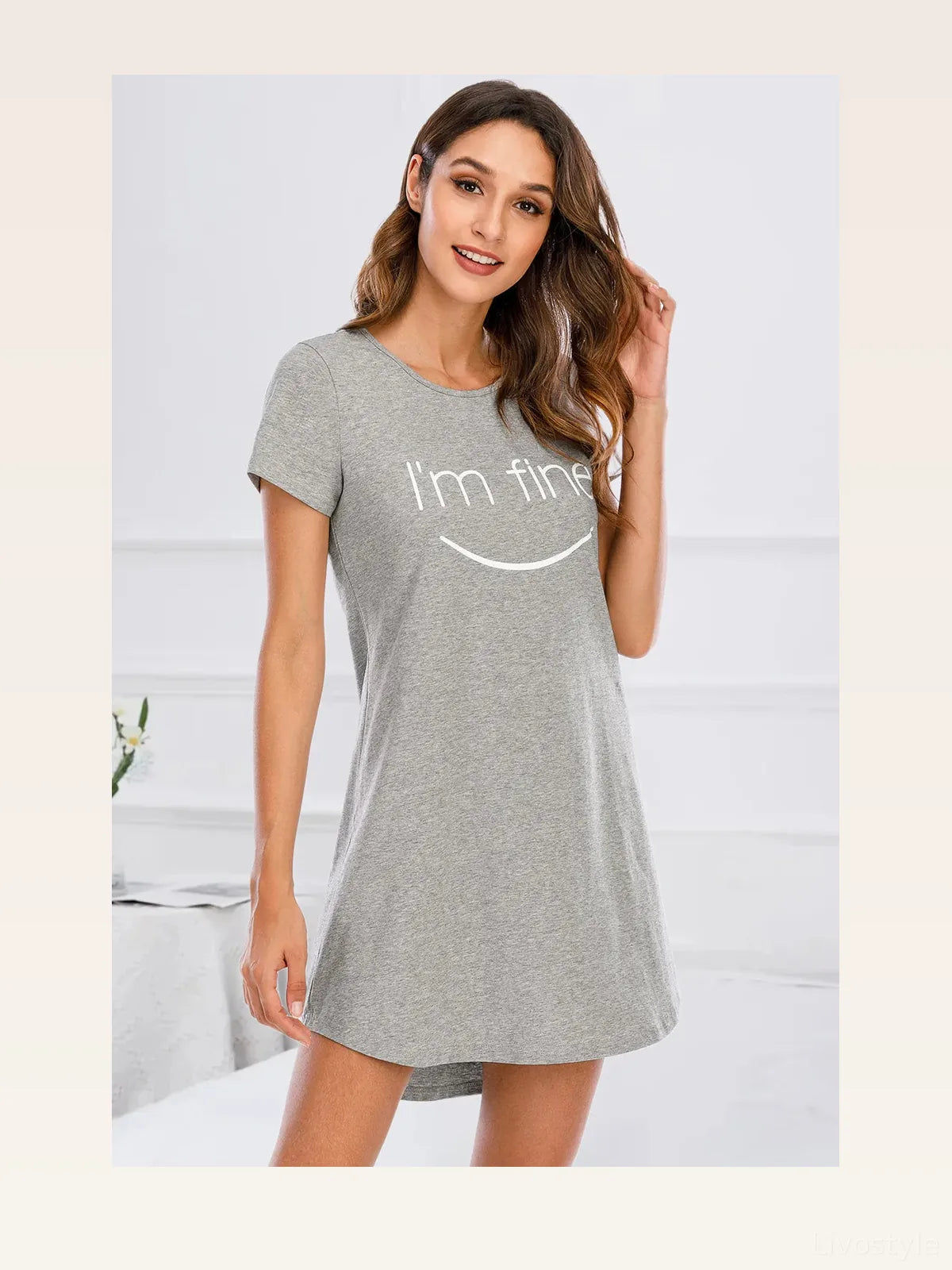 Graphic Round Neck Short Sleeve Lounge Dress — styled showcase — Livostyle