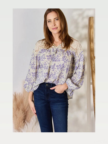 Elegant Lace-Detailed Printed Blouse — styled showcase — Livostyle