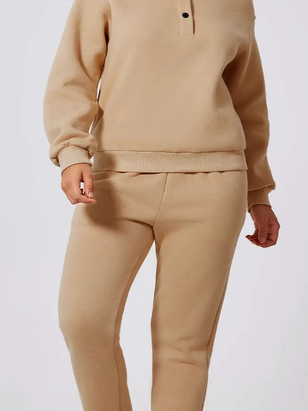 Half Snap Turtleneck Top and Pants Active Set — detail view — Livostyle
