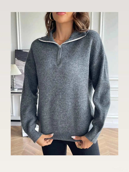 Half Zip Dropped Shoulder Sweater — styled showcase — Livostyle
