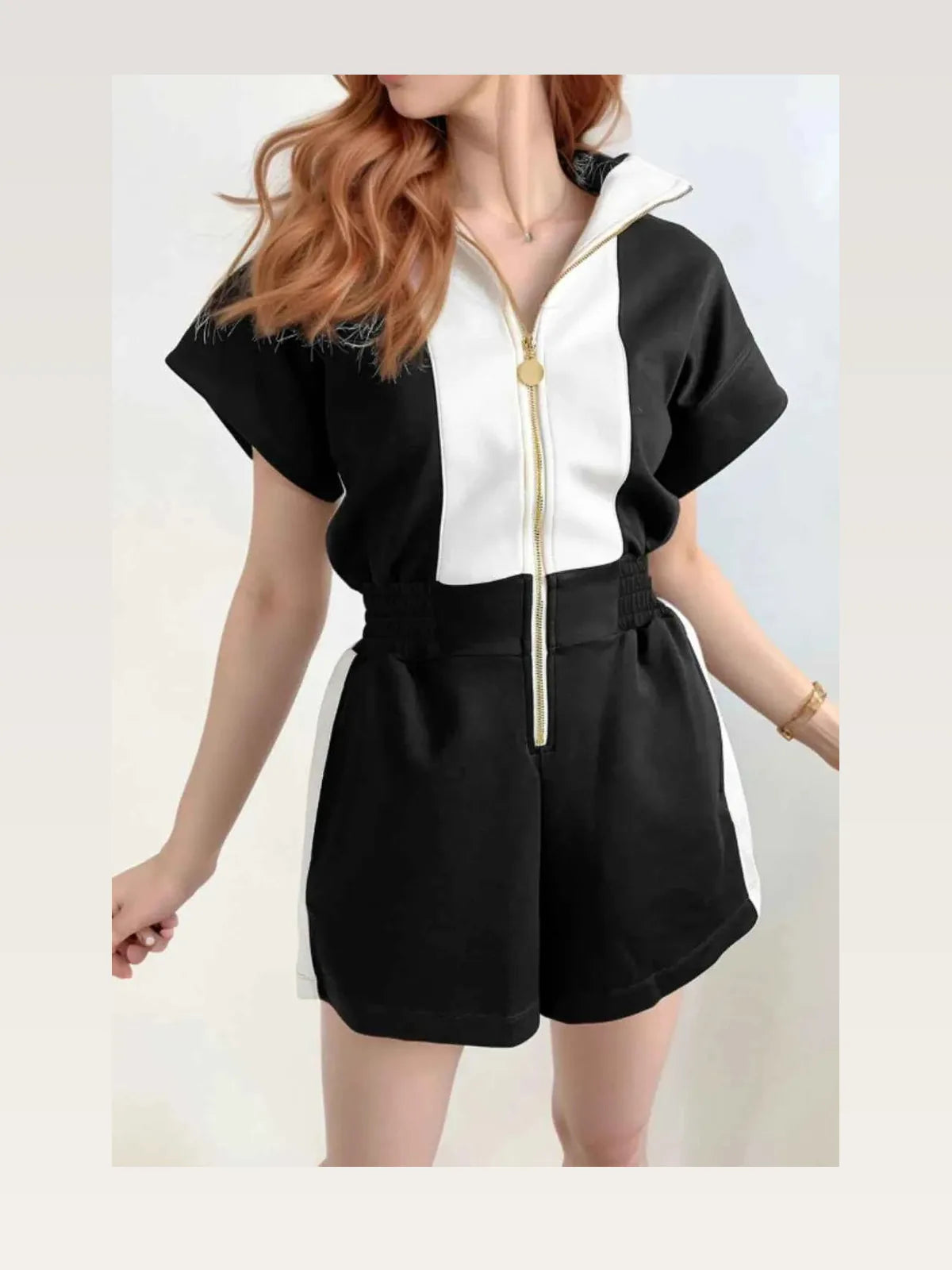Half Zip Short Sleeve Romper — styled showcase — Livostyle