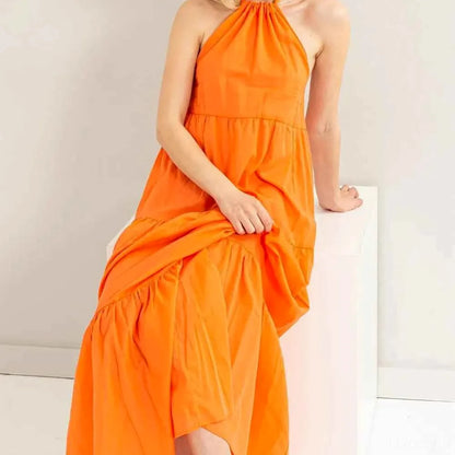Halter Neck Cover Up Maxi Dress — square view — Livostyle