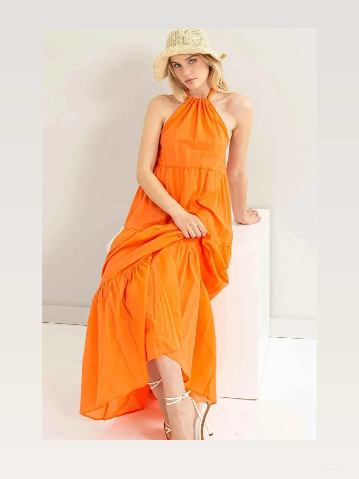 Halter Neck Cover Up Maxi Dress — styled showcase — Livostyle