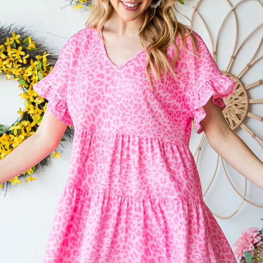 Stylish Leopard Print Top with Ruffle Trim — square view — Livostyle