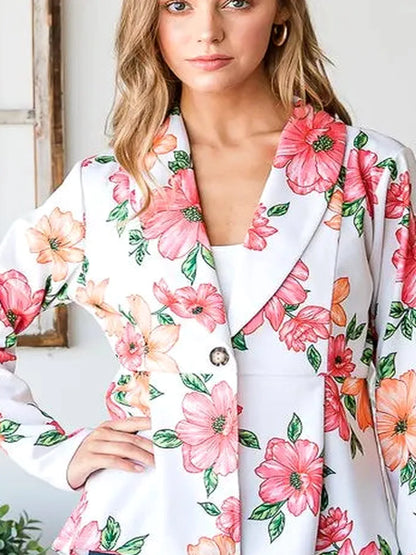 Chic Floral Blazer & Tunic Set — detail view — Livostyle
