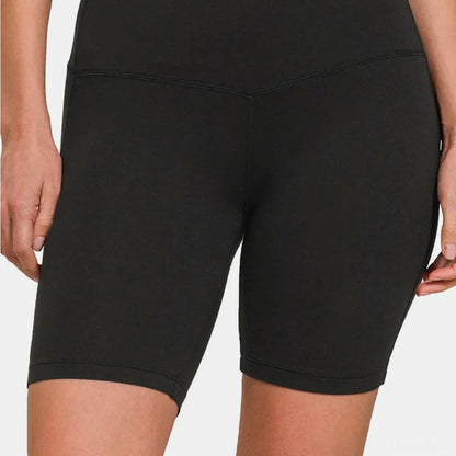 High Waist Active Shorts in Black — square view — Livostyle