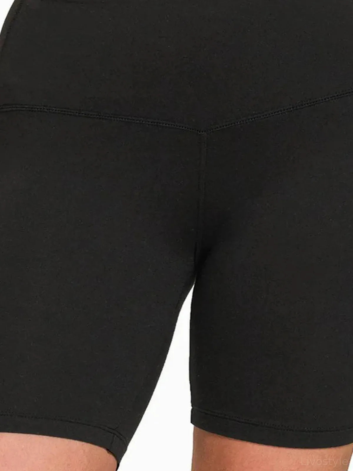 High Waist Active Shorts in Black — detail view — Livostyle