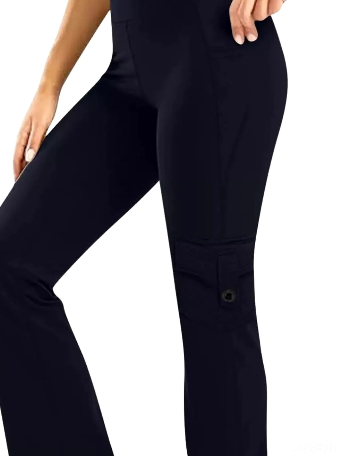 High-Waisted Yoga Pants with Pockets — detail view — Livostyle