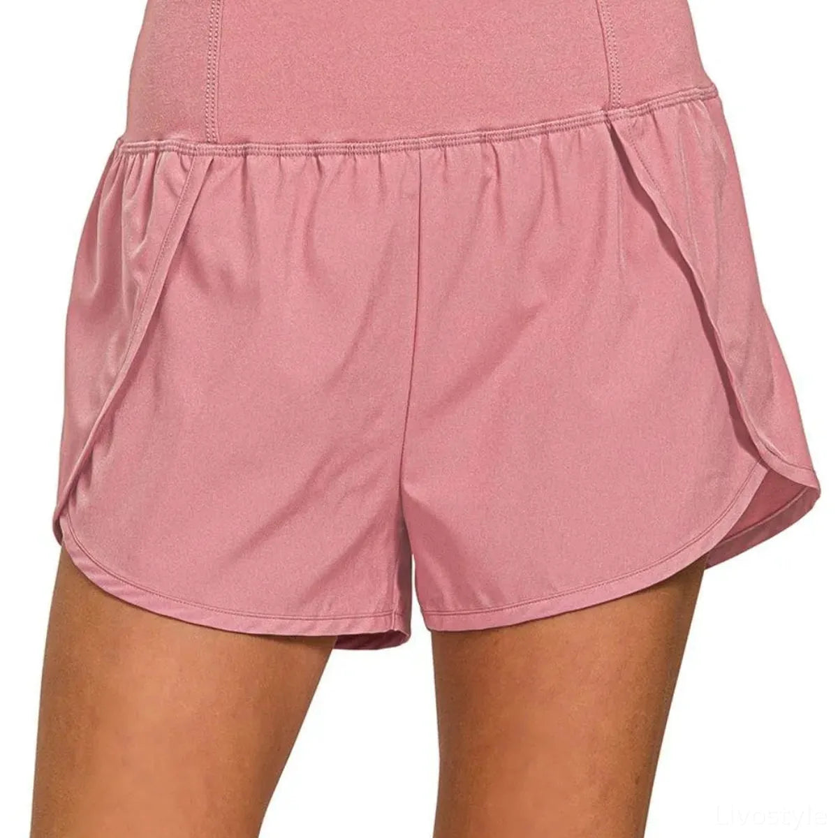 High Waisted Quick-Dry Running Shorts with Zip Pocket