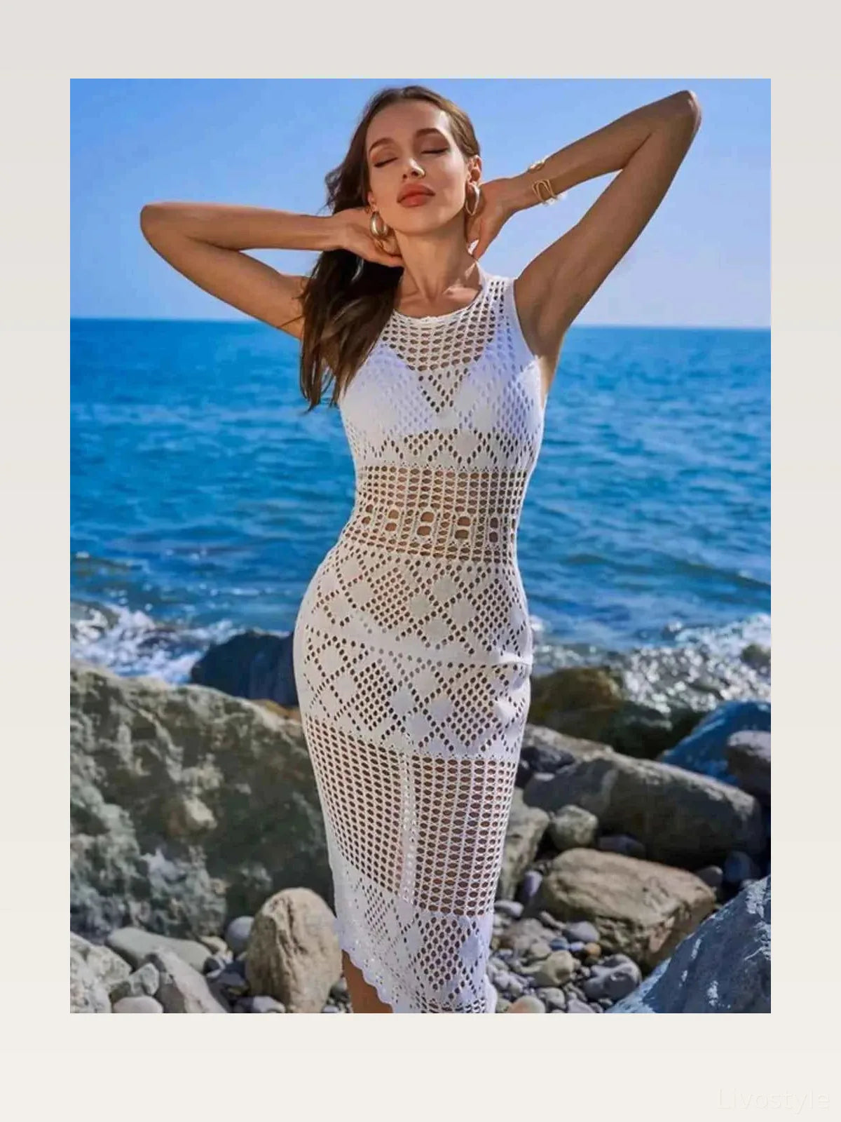 Hollow Out Round Neck Sleeveless Cover-Up Dress — styled showcase — Livostyle
