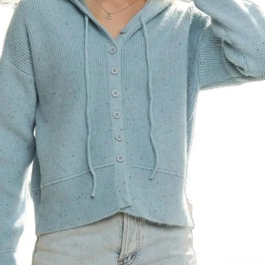 Relaxed Fit Ribbed Cuff Hoodie Cardigan: Casual and Cozy — square view — Livostyle