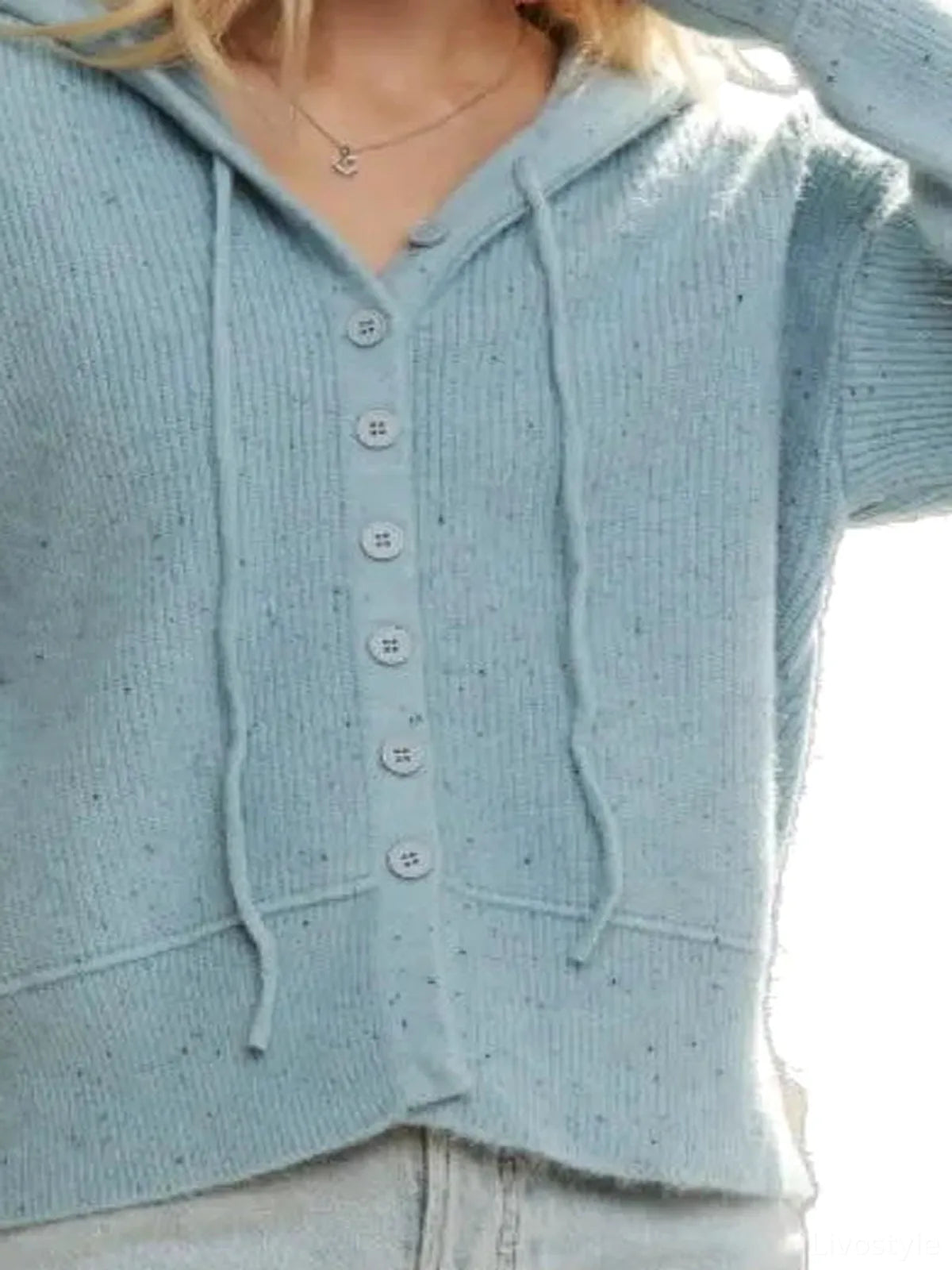 Relaxed Fit Ribbed Cuff Hoodie Cardigan: Casual and Cozy — detail view — Livostyle