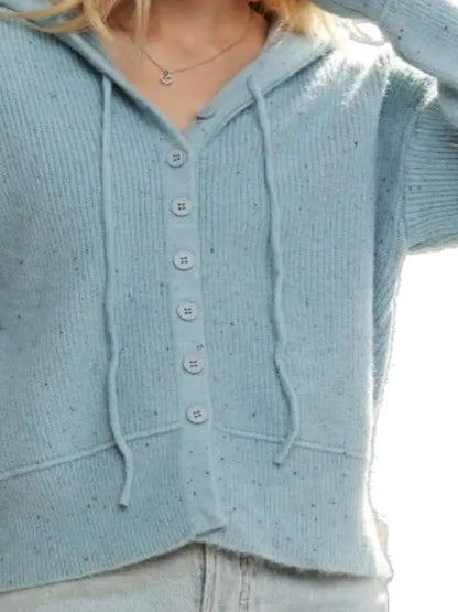Relaxed Fit Ribbed Cuff Hoodie Cardigan: Casual and Cozy — detail view — Livostyle