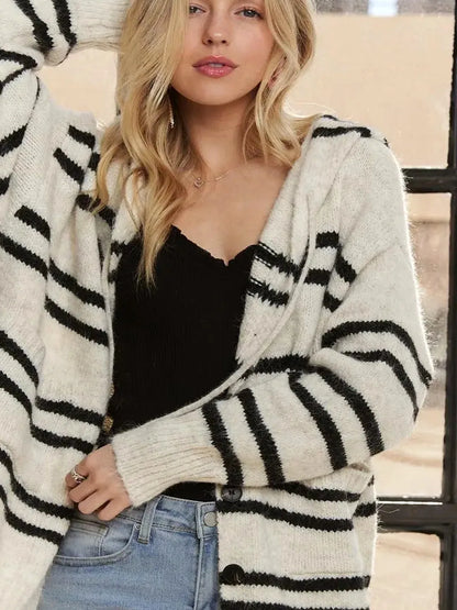 Stylish Striped Hoodie Cardigan – Perfect for Layering — detail view — Livostyle