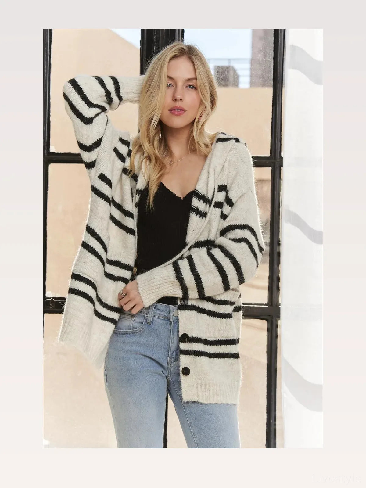 Stylish Striped Hoodie Cardigan – Perfect for Layering — styled showcase — Livostyle