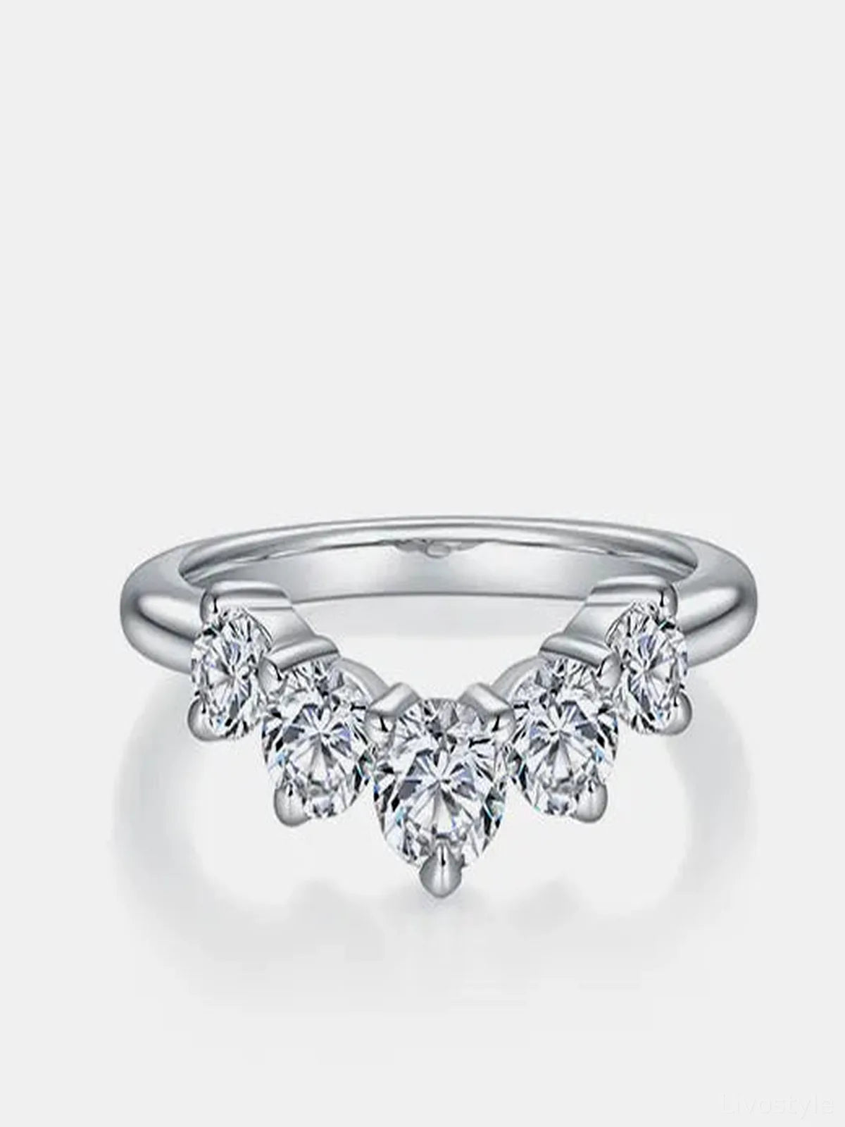 Inlaid Moissanite 925 Sterling Silver Ring — detail view — Livostyle