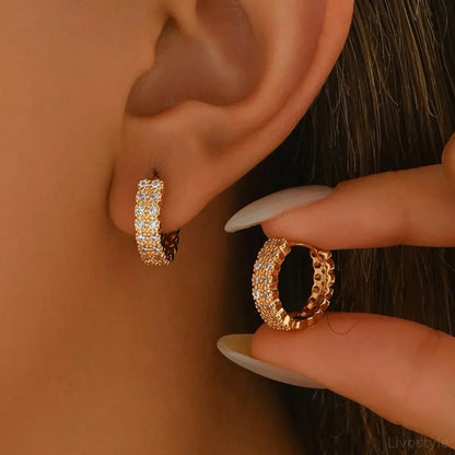 Inland Zircon Hoop Earrings — square view — Livostyle