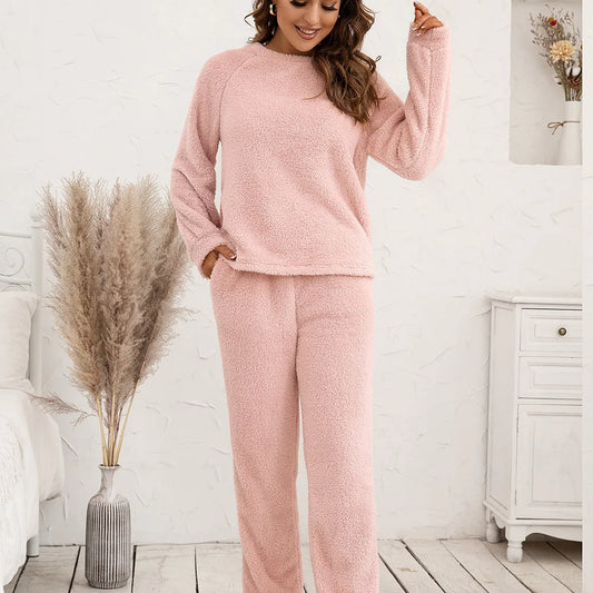 Ivy Lane Teddy Long Sleeve Top and Pants Lounge Set — square view — Livostyle