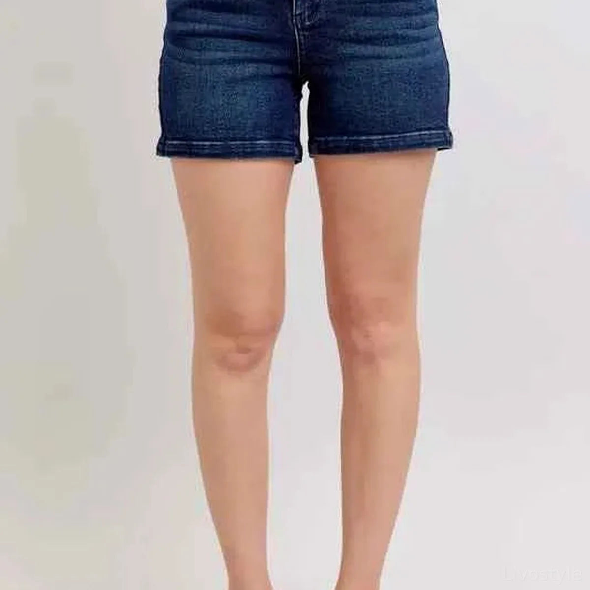High Waist Back Flap Pocket Denim Shorts — square view — Livostyle