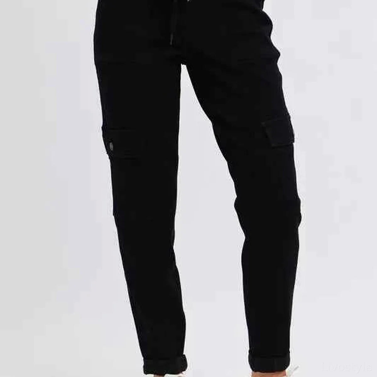 High Waist Cargo Cuffed Jogger — square view — Livostyle